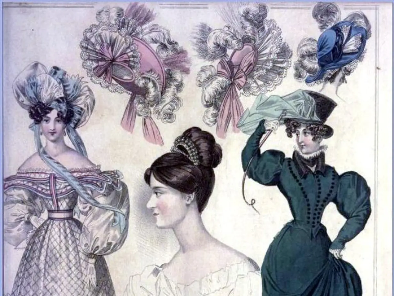 In this image there is a painting with images of women, some objects, at the bottom of the painting...