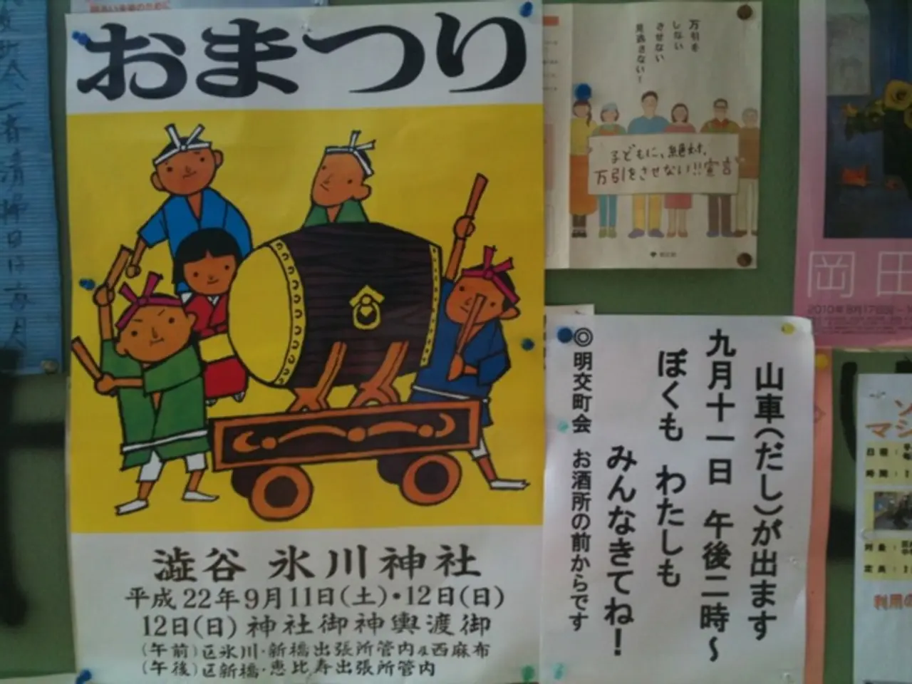 In this picture there are different types of posters on the notice board in the image.